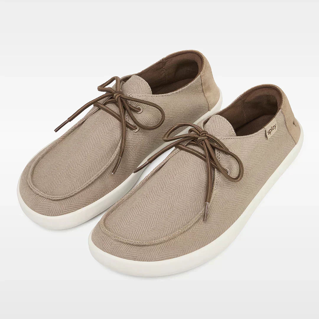 Women's Splay WEEKENDER Driftwood barefoot shoes featuring a natural canvas design and casual everyday style.