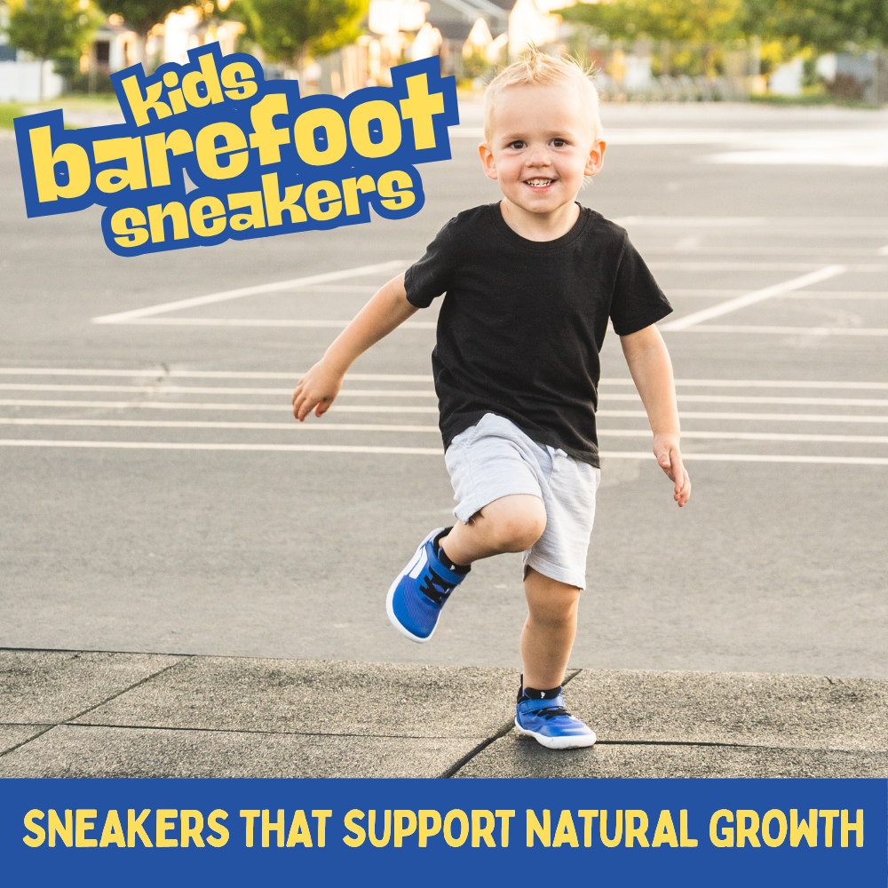 A kid running on a playground in a pair of Splay DASH True Blue