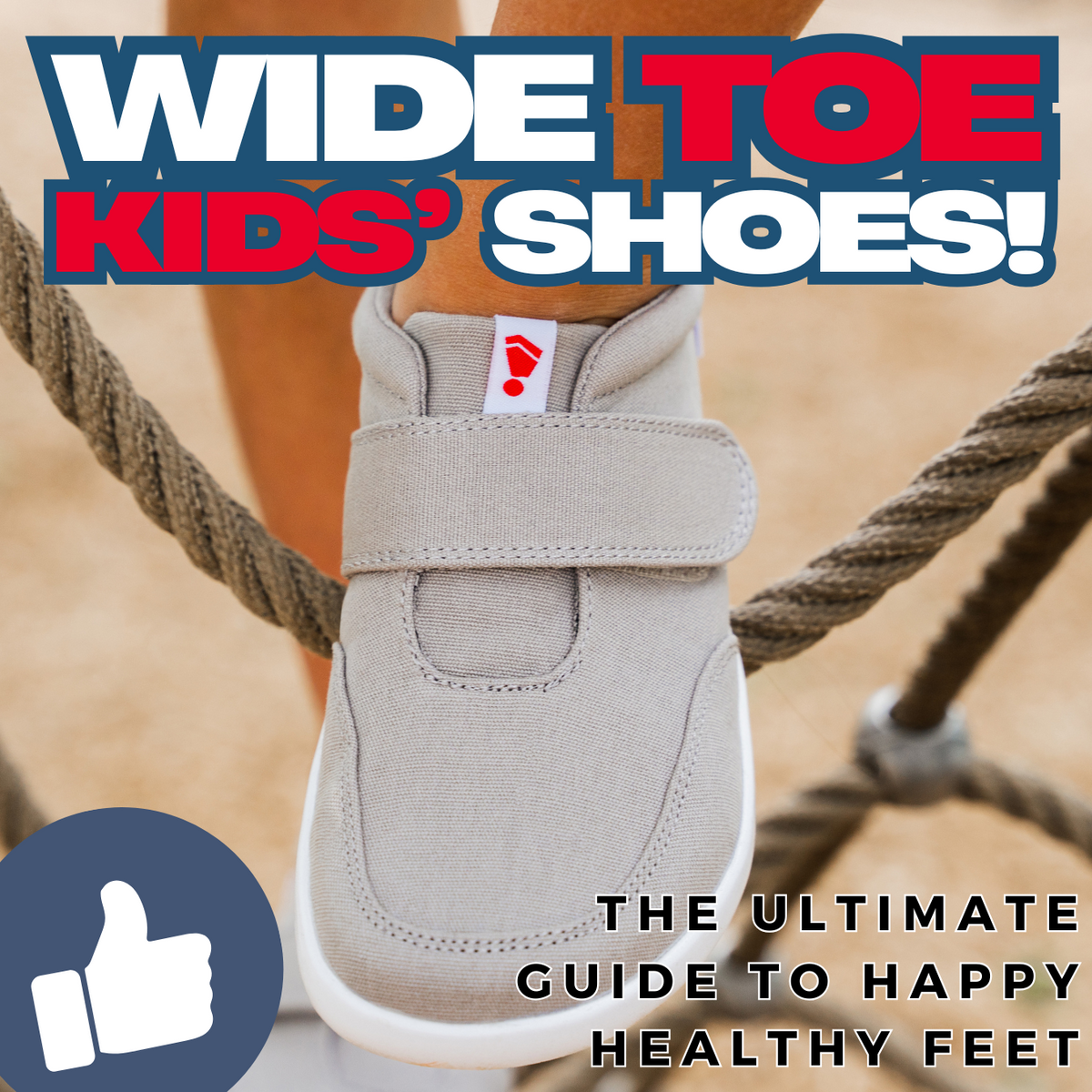 Picture of a kid climbing a rope ladder in a wide toe box kids shoe!