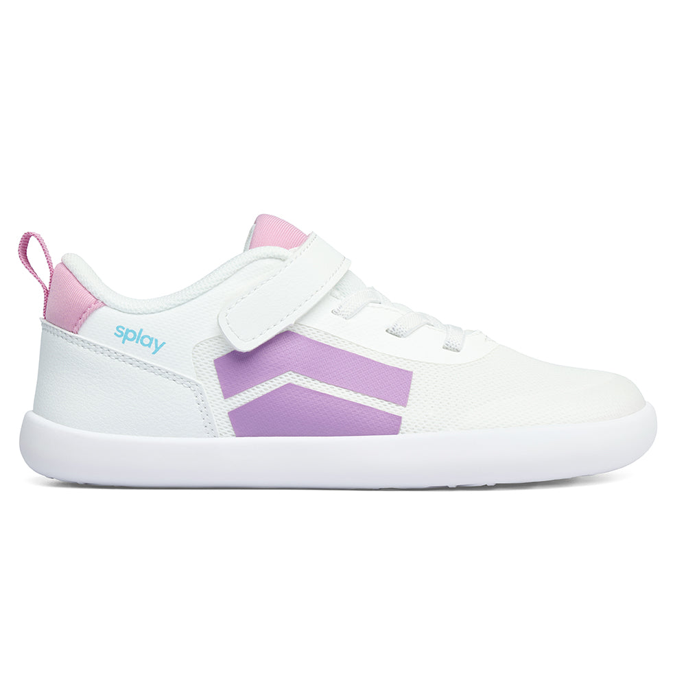 Lightweight lilac barefoot shoes designed for natural foot development in children.