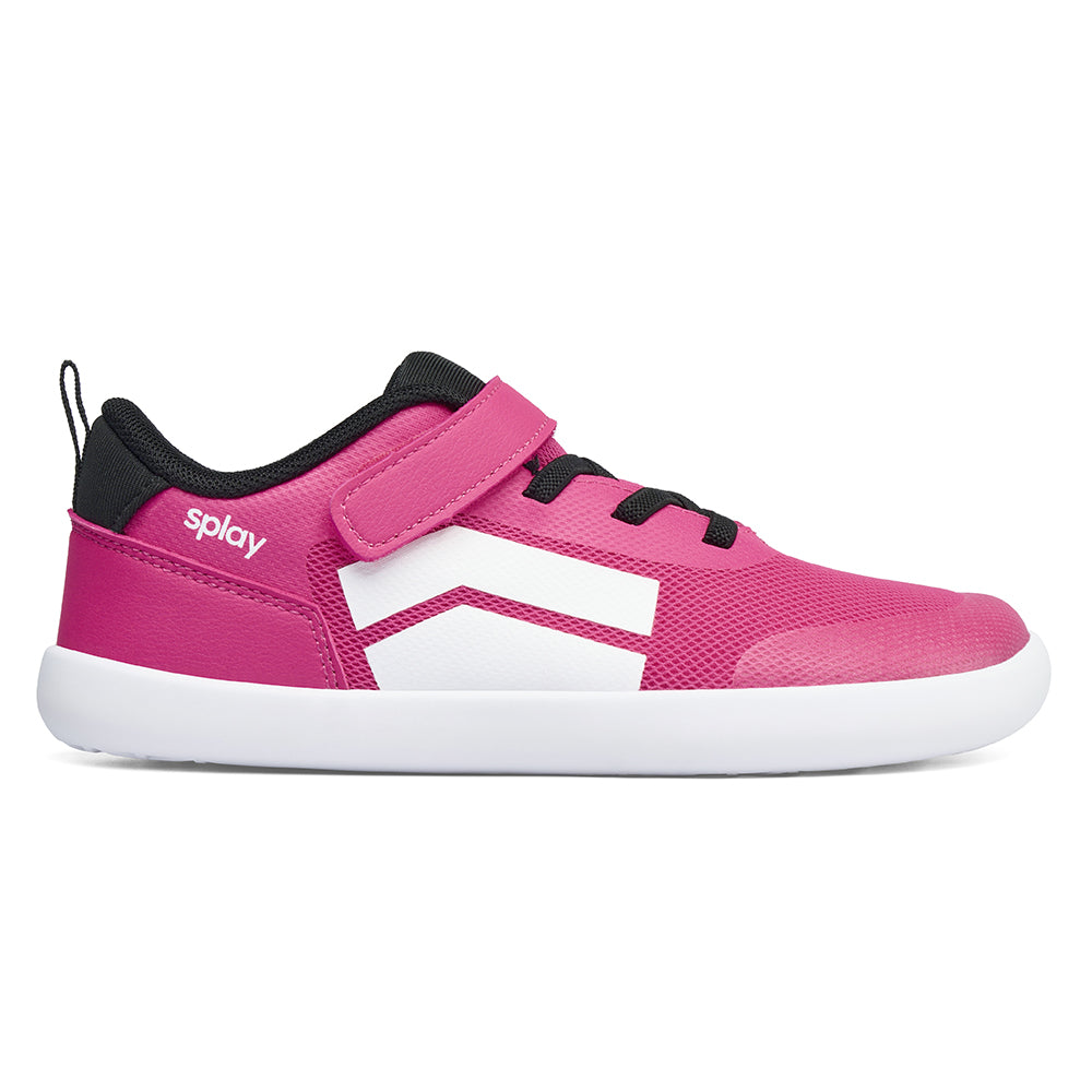 Dash kids shoes in shock pink featuring cushioned insole and sporty design.