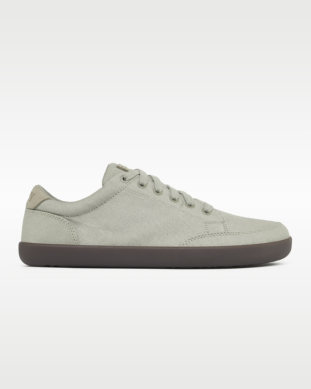 Splay Freestyle Ash barefoot shoes — minimal low-top lace-up sneaker, single shoe in left-side profile