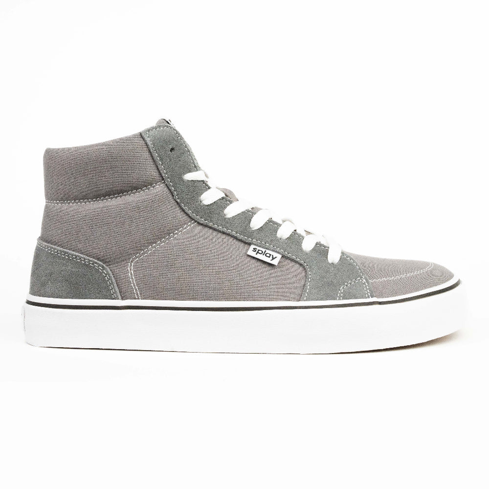 Lightweight barefoot hi-top shoes with soft soles and ankle support.