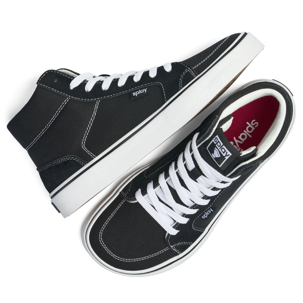 Splay Shoes REV HT Los Angeles minimalist white high-top sneakers for balance and comfort.