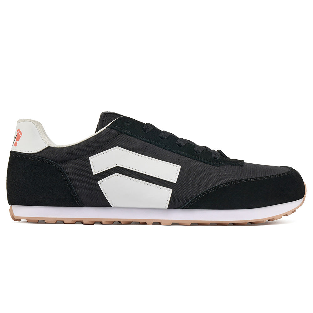 Sleek black athletic shoes designed for all-day comfort and mobility.