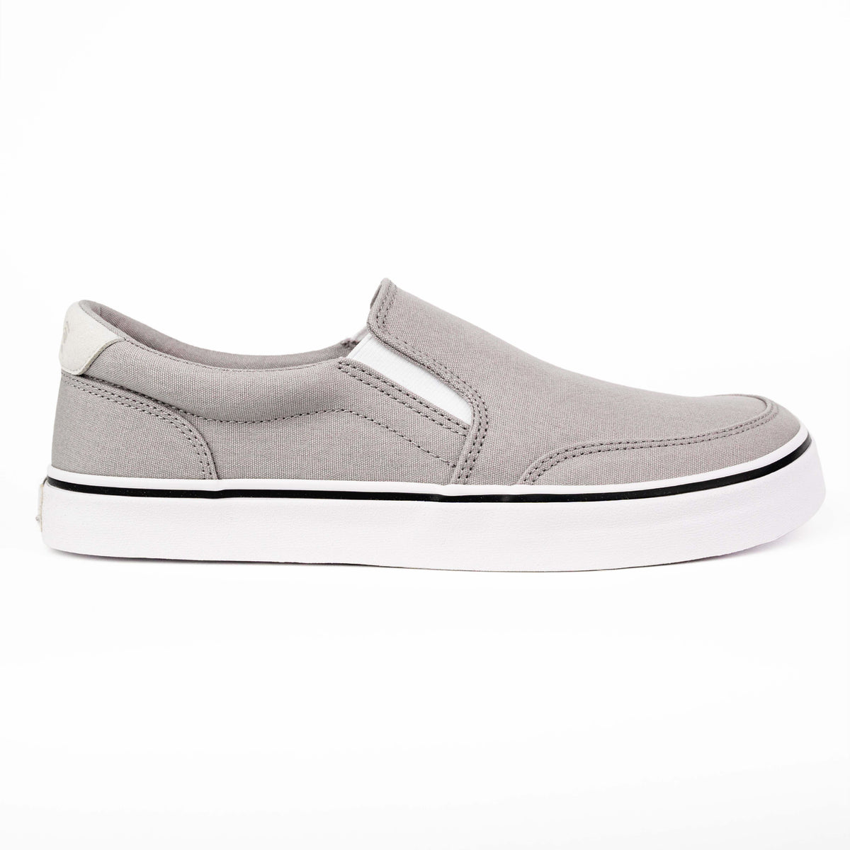 Slate gray zero drop slip-on shoes with minimalist design, lightweight and flexible for comfortable summer travel.