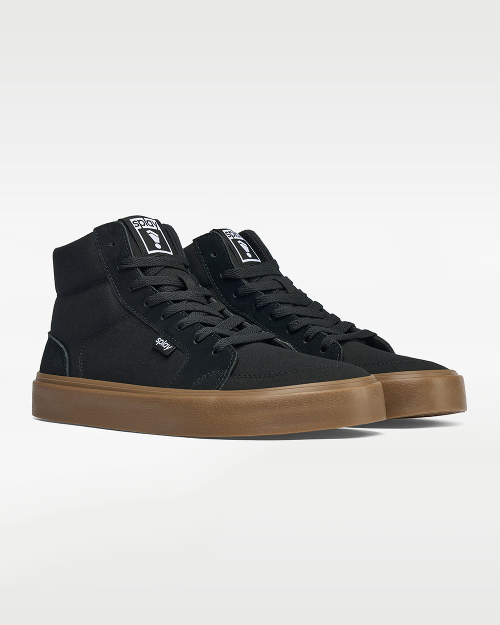 Splay REV HT Original Amsterdam barefoot shoes — high-top skate shoe, pair in an angled three-quarter view from the front
