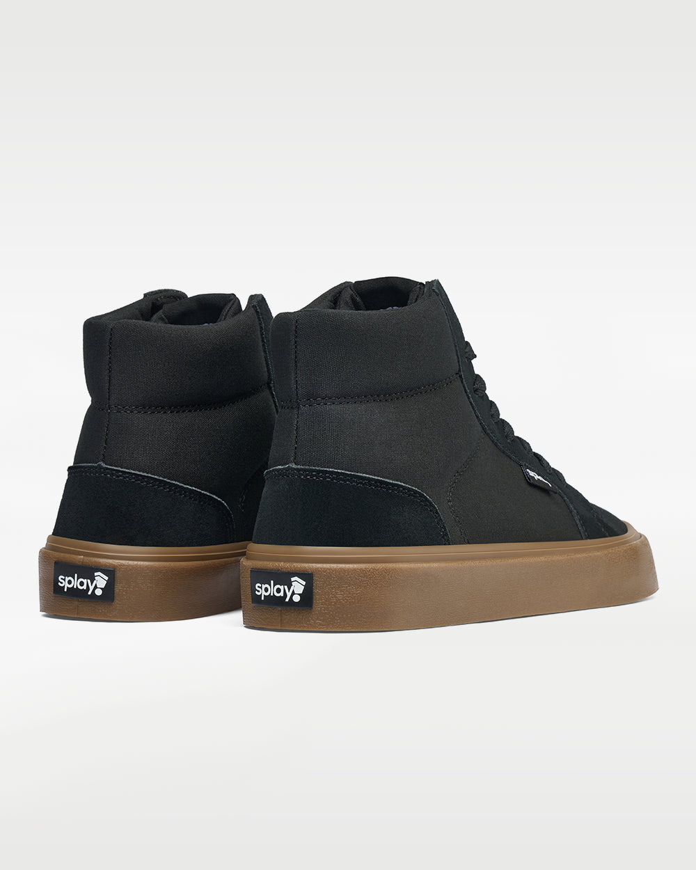 Splay REV HT Original Amsterdam barefoot shoes — high-top skate shoe, pair viewed from behind, heels toward the camera