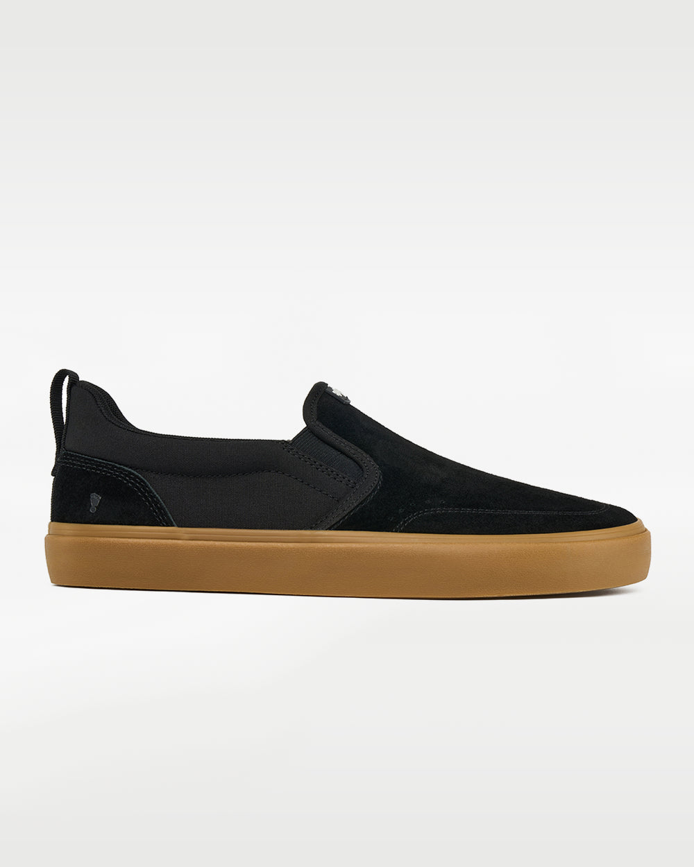 Splay REV SOS Amsterdam barefoot shoes — suede slip-on, single shoe in left-side profile