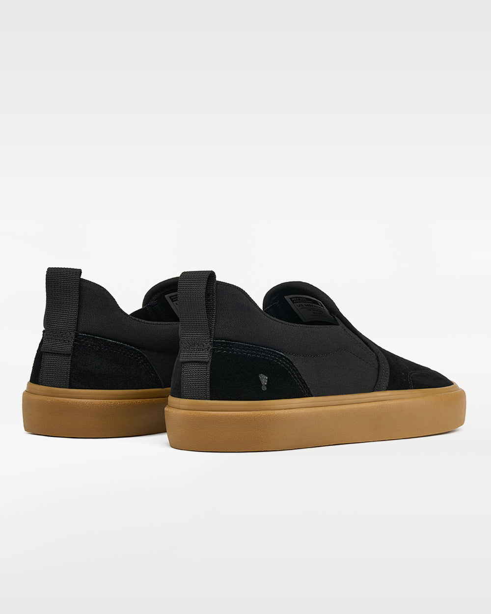 Splay REV SOS Amsterdam barefoot shoes — suede slip-on, pair viewed from behind, heels toward the camera