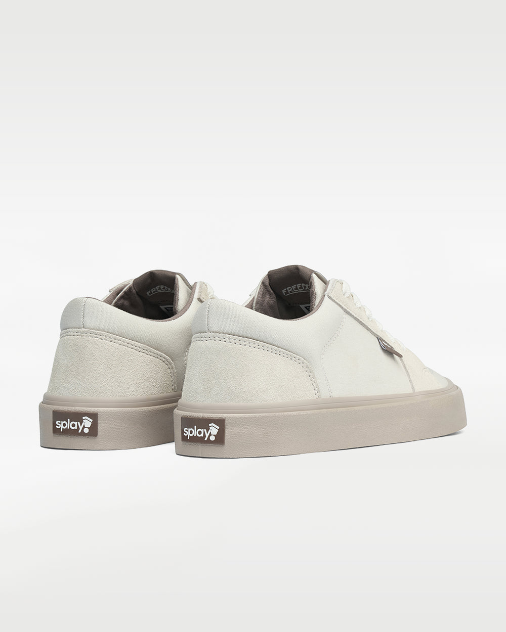 Splay REV LT Original Barcelona barefoot shoes — low-top skate shoe, pair viewed from behind, heels toward the camera
