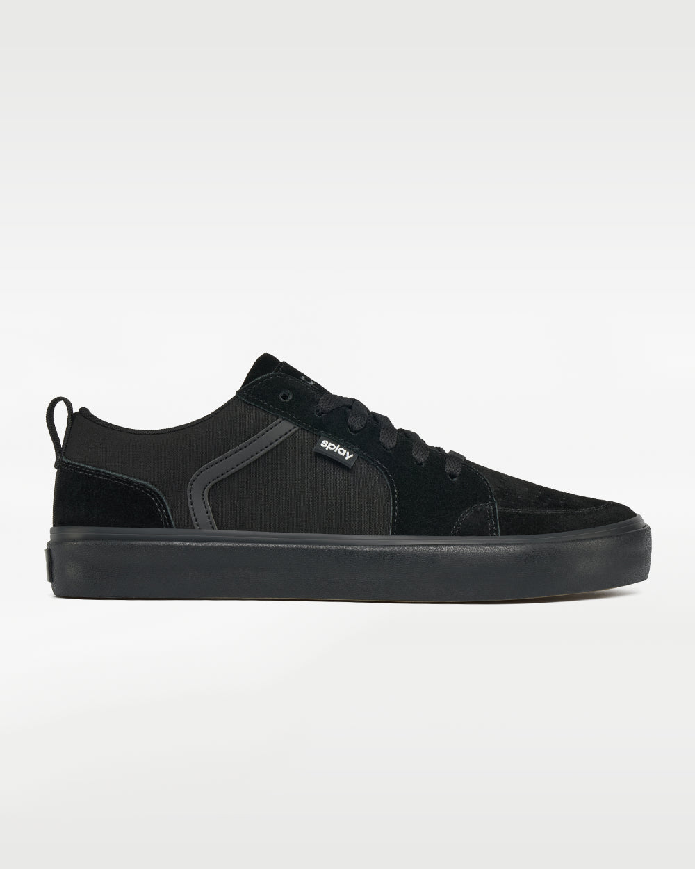 Splay REV LTS Carlsbad barefoot shoes — low-top suede skate shoe, single shoe in left-side profile