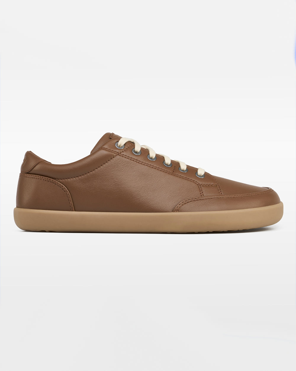 Splay Freestyle Leather Chestnut barefoot shoes — leather low-top lace-up sneaker, single shoe in left-side profile