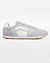 Splay Runner V1 Relay Grey '26 barefoot shoes — retro nylon-and-suede running shoe, single shoe in left-side profile