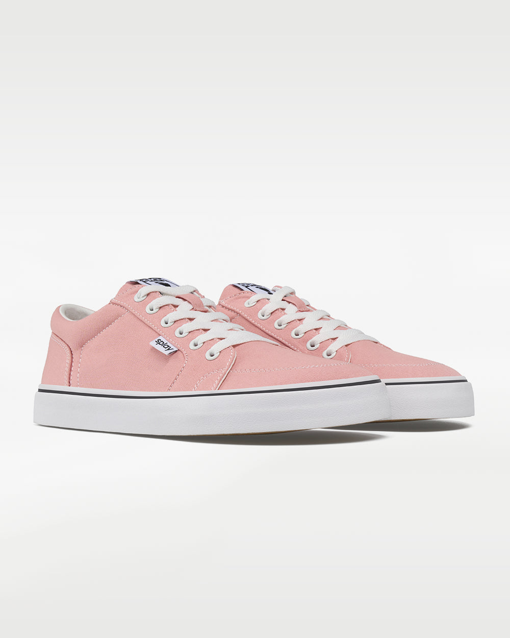Splay REV LT Canvas Havana barefoot shoes — low-top skate shoe, pair in an angled three-quarter view from the front