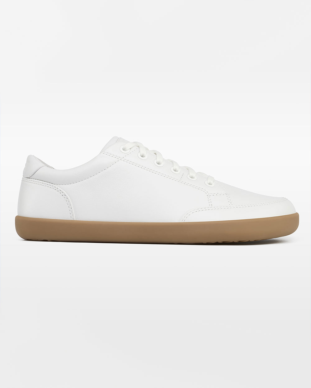 Splay Freestyle Leather Ivory barefoot shoes — leather low-top lace-up sneaker, single shoe in left-side profile