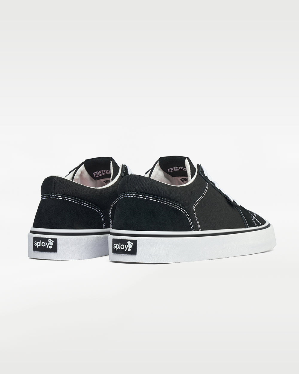 Splay REV HT Original Los Angeles barefoot shoes — high-top skate shoe, pair viewed from behind, heels toward the camera