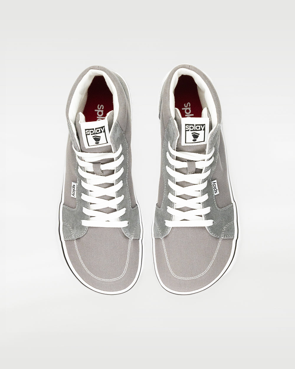 Splay REV HT Original London barefoot shoes — high-top skate shoe, pair photographed from directly overhead