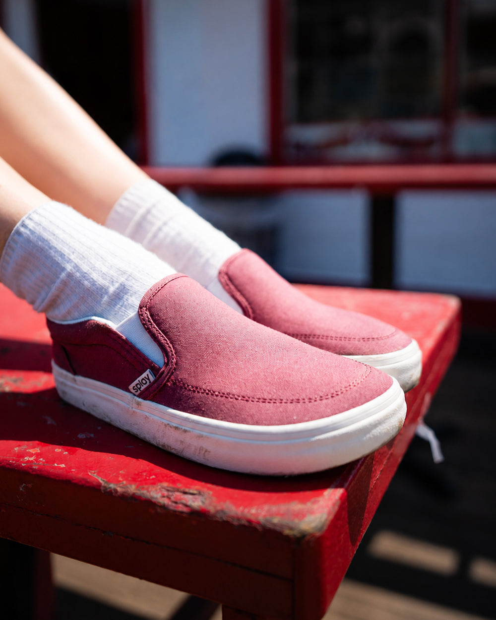Splay Kids REV SO Madrid barefoot shoes — kids' canvas slip-on, lifestyle photo, the shoes shown in use outdoors
