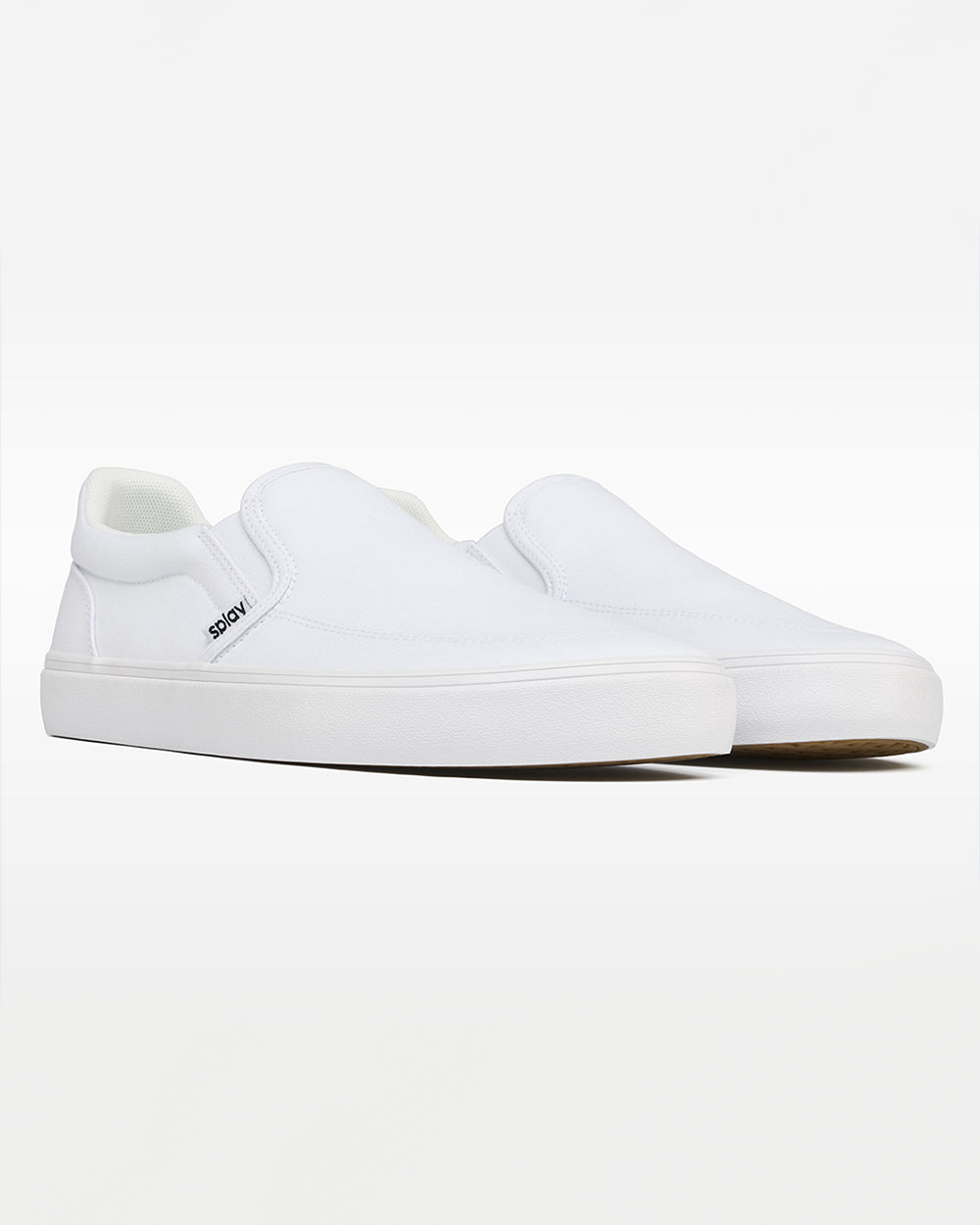Splay REV SO Malibu barefoot shoes — canvas slip-on, pair in an angled three-quarter view from the front