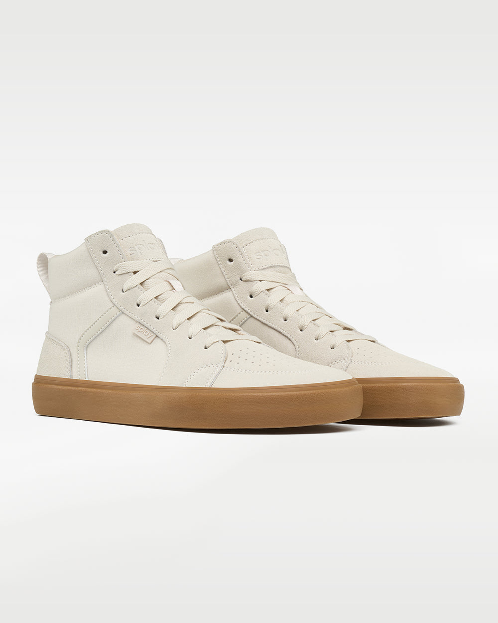 Splay REV HTS Sydney barefoot shoes — high-top suede skate shoe, pair in an angled three-quarter view from the front