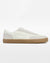 Splay 101 Whiteboard '26 barefoot shoes — low-top court sneaker with a side stripe and gum sole, single shoe in left-side profile